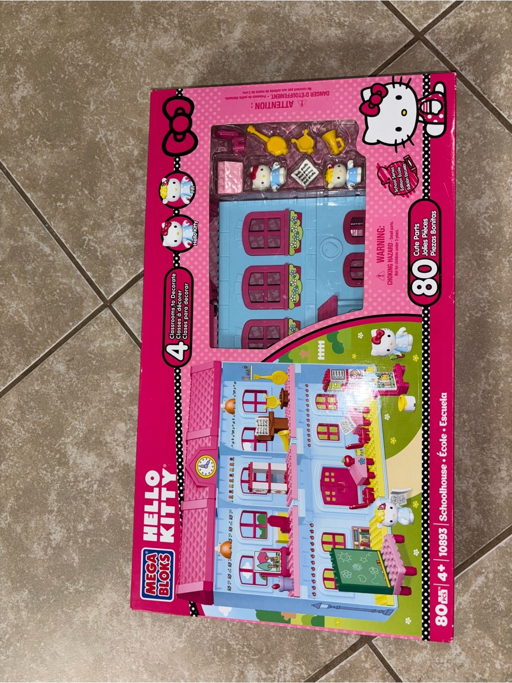 Hello Kitty Pink and Blue Schoolhouse Building Set